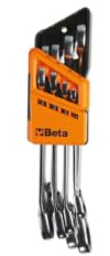 Beta 142/SC8 - Serie di 8 chiavi combinate a cricchetto reversibile con supporto compatto