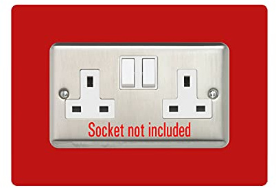 Double Socket Surround, Square Acrylic Back Panel Finger Plate, Decorative Frame for Neat and Tidy Finish, Colour:red
