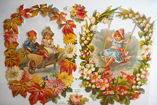 Glanzbilder Kinder Schaukel Karre Blume EF 7178 Oblate Posiebilder Scrapbook Deko GWI 561
