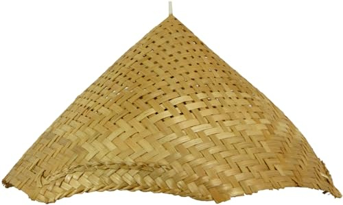 GURU SHOP Deckenlampe aus Bambus, handgefertigt in Bali, Modell Rice Field | Handgemacht aus Naturmaterial, traditioneller Reisfeldhut, inkl. Deckenpendel