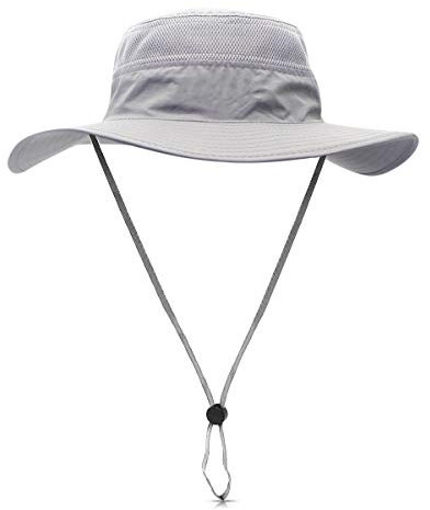 DORRISO Gartenhut Herren Damen Hut Buschhut Safarihut Sonnen Hut Unisex UV Schutz UPF 50+ Fischerhut Buschhüte Bergsteigen Campinghut Trekking Radfahren Wandern Hellgrau