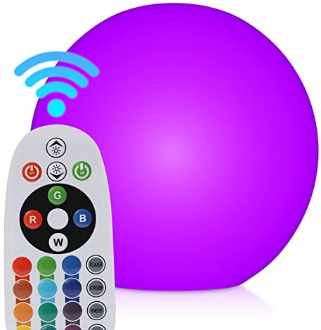 Magshion LED Ball Light Outdoor, 16 Diameter 16 RGB Color 4 Flash Modes, Color Changing Lamp with Remote, Globe Dimmable Mood Night Light for Bedroom Garden Bar Pub Club Cocktail Party (Large)