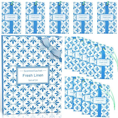LA BELLEFÉE Duftsäckchen Frisches Leinen duftende Sachets Duftkissen Taschen für Schubladen Schränke und Autos, 10g x 14