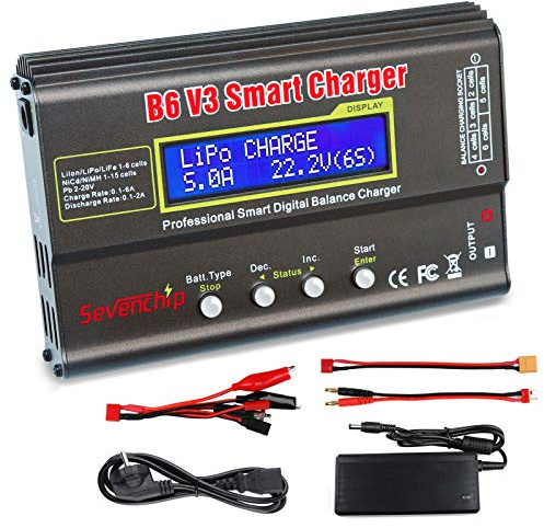 80W Lipo Ladegerät, IMAX B6 V3 lipo ladegerät Balancer für LiPo Li-Ionen-Lebensdauer NiCd NiMH LiHV PB Rc Hobby Batteriebilanzladegerät mit 12V 5A Adapter