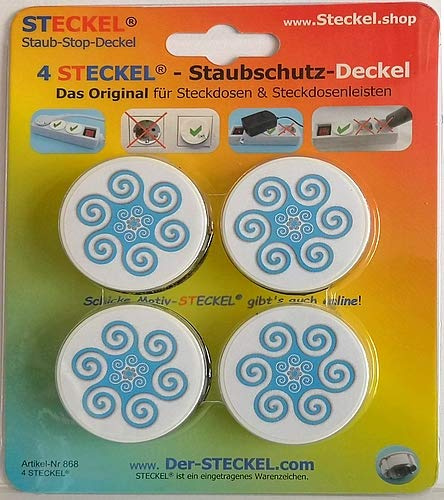 Steckel Deko DS-111 dekorative Steckdosen Abdeckung Staubschutz Deckel Steckdosendeckel Abdeckung für saubere Schuko-Steckdosen Leisten Mehrfachsteckdosen Spritzschutz Design (Ornament blau)
