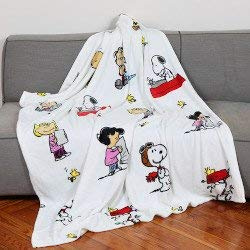 Snoopy Decke aus weichem Fleece Weiche und warme Mikrofaser, Weihnachten oder für eine Bequeme Entspannungscouch, TV-Plaid-Erdnüsse, 100% Polyester, weiß, Einheitsgröße