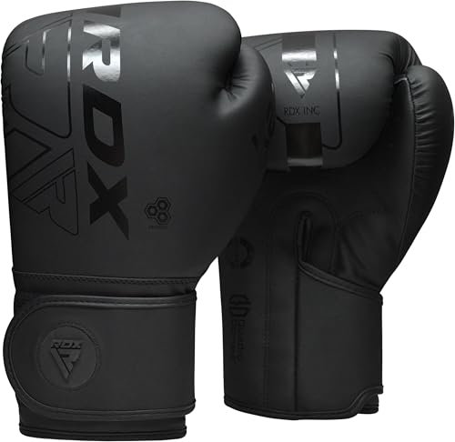 RDX Boxningshandskar, Pro Training Sparring, Maya Hide Läder, Muay Thai MMA Kickboxing, män kvinnor vuxna, tung boxningsväska vantar fokus pads träning, ventilerad handflata, flera lager, 8 10 12 14