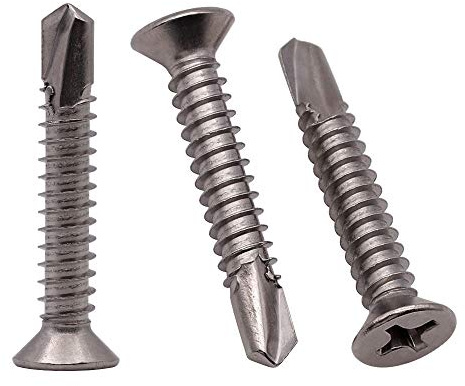 #14 x 1-1/2 Phillips Flat Head Sheet Metal Screws, Stainless Steel 410 Self Drilling Screws for Metal, Countersunk Head, Phillips Drive, Self Tapping, 50 Pack