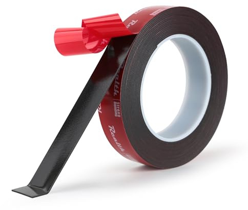 Realth Nastro biadesivo per montaggio 5952, ad alte prestazioni, impermeabile, per auto, casa, ufficio, colore nero, 25 mm x 5,5 m