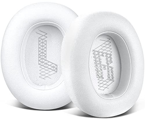 SOULWIT Almohadillas de Repuesto para JBL E65BTNC/Live 650BTNC/Live 770NC/Live 660NC/Duet NC Over-Ear Auriculares, Almohadillas con Cuero más Suave(Blanco)
