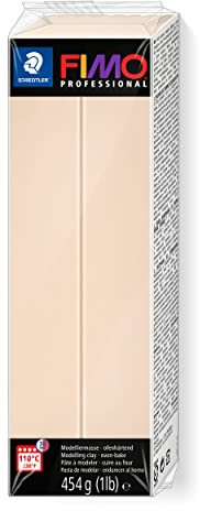 STAEDTLER ofenhärtende Modelliermasse FIMO Professional, beige, Großblock 454g, Feste Konsistenz für Filigrane Arbeiten, speziell für Profis und Künstler, 8041-44