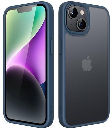 JETech Matte Hülle für iPhone 14, Sturmblau | Robuster Schutz, Matte Rückseite, Anti-Fingerabdruck, Stoßfestes Design