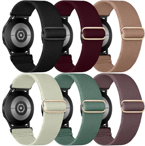 chinbersky 20 mm elastiskt nylonarmband för Samsung Galaxy Watch 5/4 40 mm 44 mm/4 Classic 42 mm 46 mm/Active 2 40 mm 44 mm/Watch 3 41 mm/Active 2, för Garmin Vivoactive 3