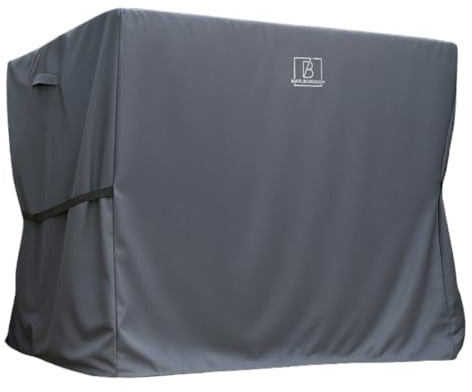 Barlborough Garden Swing Cover | 3 Seater Waterproof Wind Resistant Large Outdoor Garden Swing Seat Cover with Air Vents and Zips | 210cm x 170cm x 125cm, Charcoal Grey