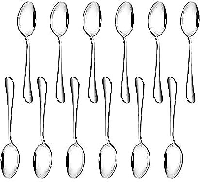 Tea Spoons Set of 12 Stainless Steel 5.12x0.98in Small Coffee Spoons Set Mini Oval Dessert Spoon Ideal for Black Tea Soup Hot Chocolate Coco Drinking Ice Cream Sundae Appetizer(#5)