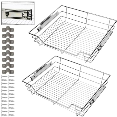 Eulenke Schrankauszug 2er Set 60cm für Küchenschrank | Teleskopschublade als Schrankauszug und Korbauszug für Küchenschrank, Schlafzimmer oder Einbauschrank