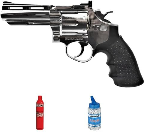 Revólver HFC 132S 4 | Pack Pistola de Airsoft (balines de PVC). Arma de Aire comprimido Green Gas Calibre 6mm