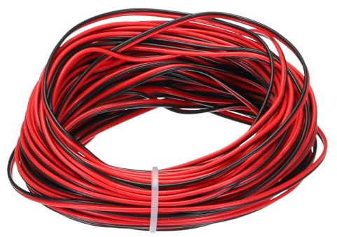 sourcing map 26 Gauge 2 Core Parallel Silicone Wire, 50Ft/15M Long 1.5mm Dia Red Black 26 AWG Flexible Extension Cord 300V for LED RGB Cable, Model Plane, Model Car, Electric Appliance