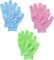 Guanti esfolianti in bambù, guanti esfolianti per il bagno e il corpo, esfoliano incarniti e la pelle morta, guanti da bagno in microfibra ecologica naturale, blu, verde, rosa