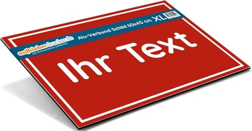 Parkplatzschild & Schild mit Wunschtext, Alu 600x400 mm, Rot | personalisiertes Alu-Verbund-Schild 600x400 mm, wetterfest & UV-beständig, für Parkplatz, Einfahrt & Baustelle