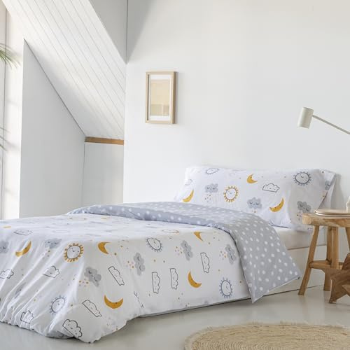 COTTON ARTean Funda Nórdica Infantil Cama 90 Algodón poliéster Diver Gris