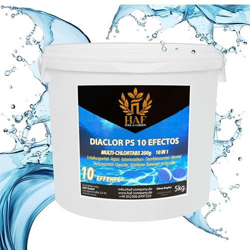 HAF® Pool 5 kg Chlor Multitabs 10 in 1 | Multi Chlortabletten 100g mit 10 Funktionen zur Pflege & Reinigung für dauerhaft kristallklares Poolwasser - Qualität: Made in Europe - Menge: 1 x 5 kg