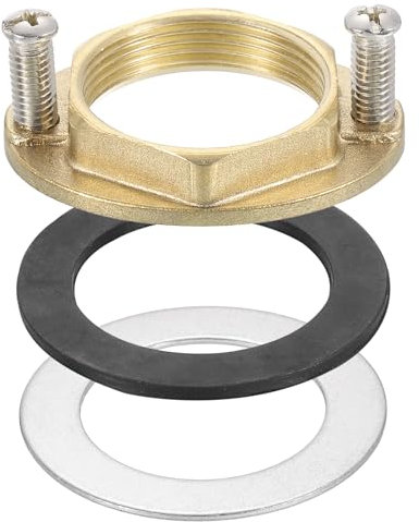 sourcing map Female Thread Hex Lock Nut M32x1.5 Brass Single Hole Faucet Lock Nuts with Gasket, Faucet Fixing Tool Set for Kitchen Bathroom Basin Sink (Oval)