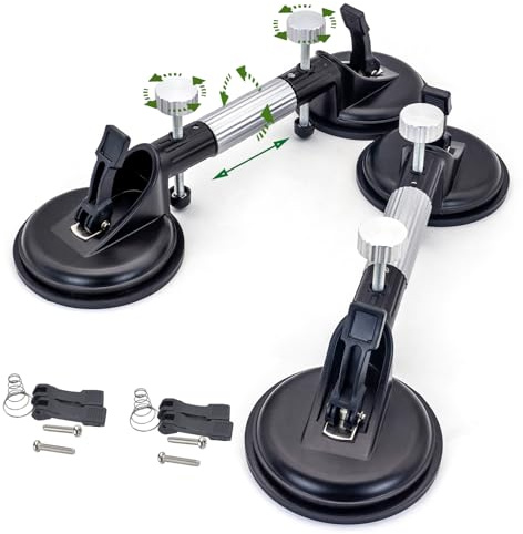 FUGOCOOG 2Pcs Adjustable Seam Setter Worktop Suction Cup Glass Suckers Lifter Clamps 6Inch for Stone Tile Marble Quartz Slab Showerboards Puller Joining and Leveling Installation Tool
