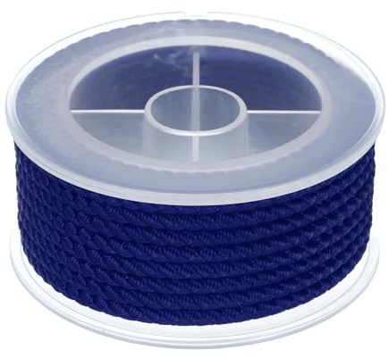 sourcing map Nylon Thread Twine Beading Cord, 10.5ft 4mm Nylon Braided Bracelets String Cord Rope for Jewelry Making DIY Crafts Necklaces, Dark Blue