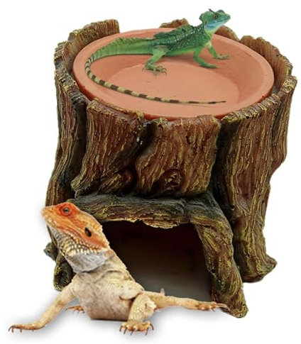 Schlangenhäute, Geckohäute - Baumstamm Lustiges Reptilienversteck | Unterwasserlandschaft mit Futtertablett, Aquariumzubehör, Unterschlupf für Reptilienharz, Futterhabitat für Frösche, Geckospinne