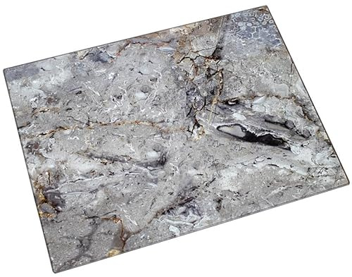 Smoky Marble Glass Chopping Board Rectangular Modern Food Cutting Worktop Saver
