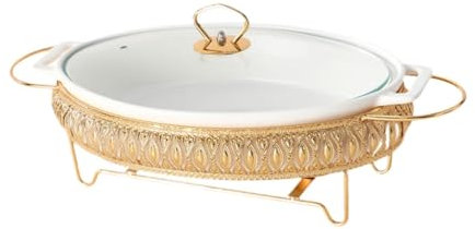 Gralara Cocotte en céramique Plat à réchaud pour buffet Serveur de buffet Plat à nourriture Plat de cuisson Soupière, 13 Inch
