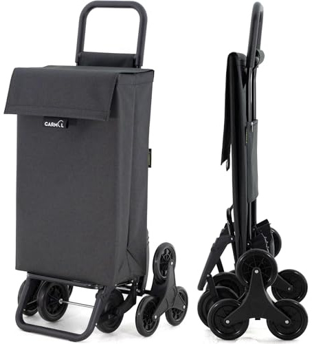 GARMOL Carro de la Compra Plegable 48 Litros | Carro de la Compra 8 Ruedas Gran Capacidad | Carrito Compra Plegable Color Negro