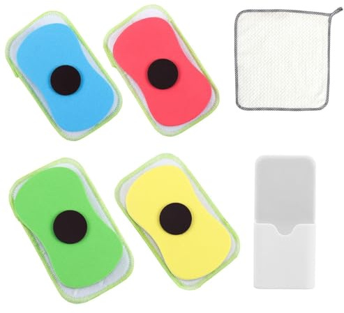 4 gomme magnetiche in spugna per lavagna bianca, 1 portapenne magnetico e 1 straccio, forniture per ufficio e insegnamento, riutilizzabili