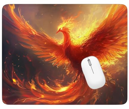 Red Mouse Mat 150x200x3mm,Mouse Mat Gaming Phoenix Mouse Pad,Portable Non-Slip Base Washable Mouse Mat,Desk Mat for Laptop Wireless Mouse Traveling Office MouseMat keyboard Mat,Gifts for Women ZS-240