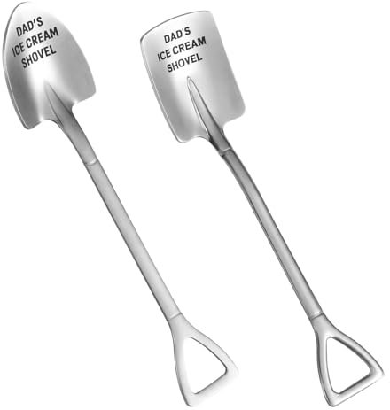 BOXOB 2 Stück Papas Eisschaufel, Eislöffel aus Edelstahl Praktische Eisschaufel Papas Eisportionierer Lustiges Geschenk für Vatertag Geburtstag Erntedankfest (Silber)