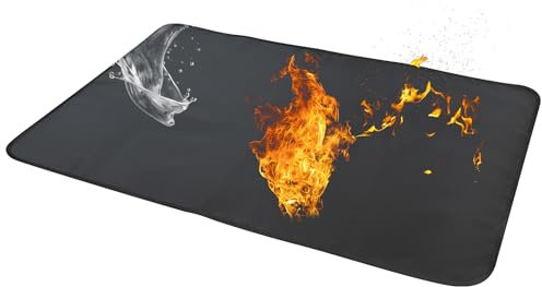 TAIANJI 105 x 60 cm, alfombrilla protectora para el suelo, alfombrilla ignífuga, reutilizable, protección contra el calor, alfombrilla para barbacoa al aire libre, suelo, barbacoa, barbacoa de gas