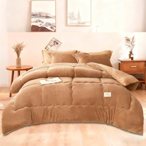FHQGZT Bedding Invernale Piumone Caldissimo Piumino In Piuma .Oca Di Altissima Qualità, Extra-Leggero,Matrimoniale, Fodera In Puro Cotone (Brown,180 * 220cm-3kg)