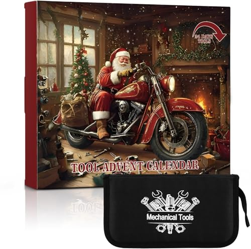 Miaikoe Tool Advent Calendar - 24 Days Christmas Countdown Calendar Mechanic Tools Set Christmas Gadget Surprise Gift for Adult Men Tool Enthusiasts