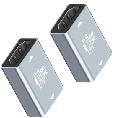 xbiez 2 conectores de extensión HDTV2.1 hembra a hembra con resolución 8K para televisores, monitores y más