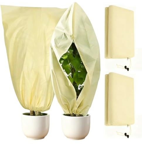Feegela 2 Pièces Plantes Housse D'hivernage Housse de Protection,120x180cm | Avec Cordon de Serrage Voile d'hivernage, Housse d'hivernage pour Plantes en Pot, Chaud, Réutilisable