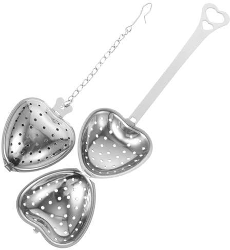 Toyvian 2pcs Heart-Shaped Stainless Steel Tea Infusers Fine Mesh Strainers for Loose Tea Leaves High Temperature Resistant Steeper Filters for Cups Practical Household Accessories