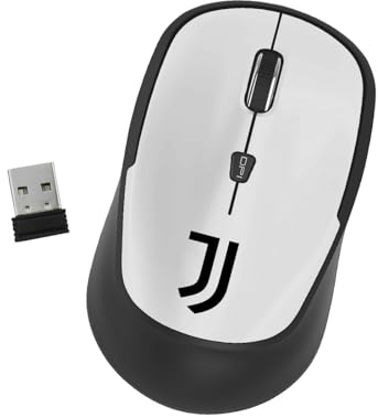 TECHMADE Mouse Wireless Juventus | Design Ufficiale Squadra | Tecnologia Senza Fili | Sensore Ottico Preciso | Ergonomico e Silenzioso | Plug & Play (COMPATTO BIANCO)