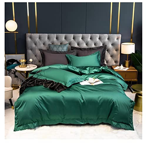 Foglio da Letto Set 1000tc Coperchio Piumino in Cotone Egiziano Set 4pcs Regina King Ultra Morbido Cotone Pavone da Letto Blu Set con 1 Piumino Cover 1 Foglio Piatto 2 Fodera per Letti