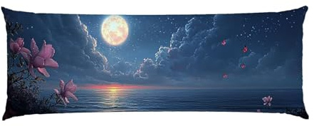 Cuscino Corpo Cuscino Gravidanza 120x50cm, Supporto Total Body Ergonomico, Copricuscini Allattamento e Maternità con Federa Velluto Lavabile, per Schiena, Pancia e Gamb (paesaggio lunare) p-760