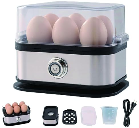 Cuoci Uova Smart Con Spegnimento Automatico – Cuoci Uova Rapido & Vaporizzatore Per 6 Uova, Morbide, Medie & Sode, Uova In Camicia, Funzionamento One-Touch, Acciaio Inox Facile Da Pulire