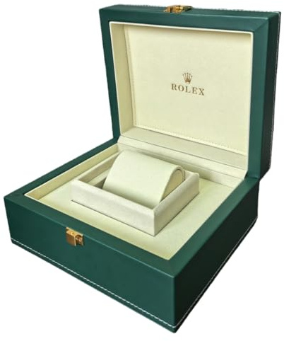 ROUHO Uhrenkoffer Grün PU Leder Kontrastnaht Gold Hardware Cremeweiß Halterung Armbanduhren Etui Uhrenständer für Rolex