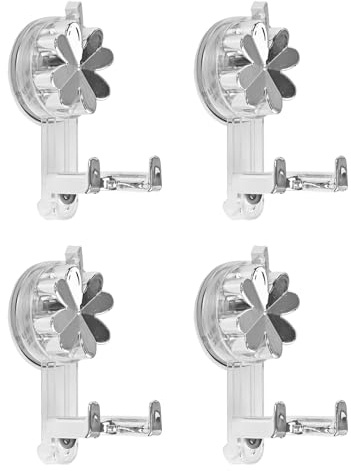 Set Di 4 Ganci Con Ventosa (Modello A Doppio Gancio), Ganci Senza Foratura Per Uso Domestico, Riutilizzabili, Aspirazione A Vuoto, Forte Capacità Di Carico, Adatti Per Bagno, Cucina, Finestre, Specchi