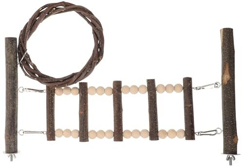 UTHCLO Échelle en Bois pour Perroquet Escabeau Perruche 1 Pièce Fixation Écrou et Rondelle D’Escalade pour Oiseaux de Compagnie Échelle à Oiseaux Grimpante pour Calopsittes Inséparables
