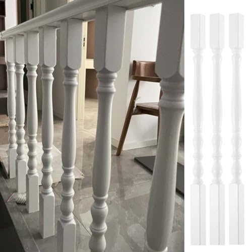 Balustres d'escalier en Bois, balustrades, poteaux de Balustrade d'escalier intérieurs Blancs pour Grenier/Couloir/terrasse, Colonne de Rampe d'escalier avec vis (Taille : 3 pièces)